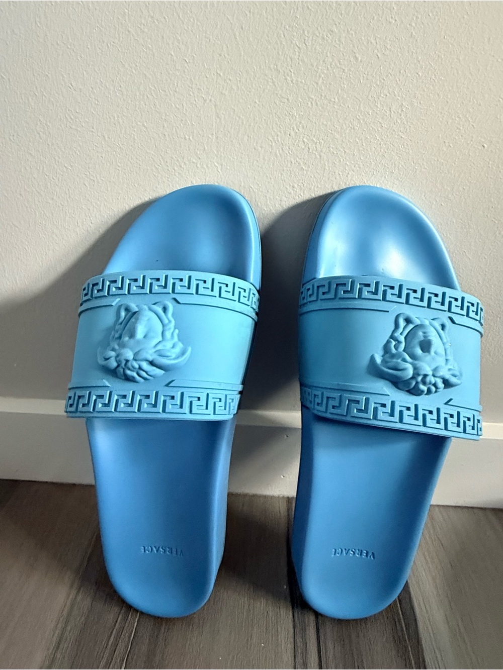 Versace Light Blue Medusa Slide Sandals